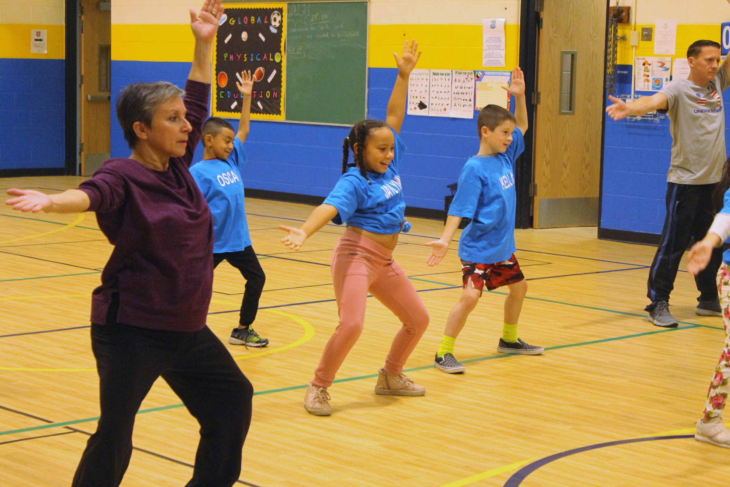 Students at Farmingdale Public School attend dance class with Laura Marchese.